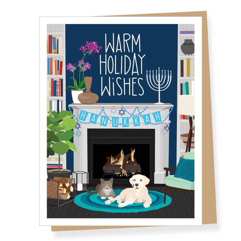 Warm Wishes Fireplace Hanukkah Card Set of 8