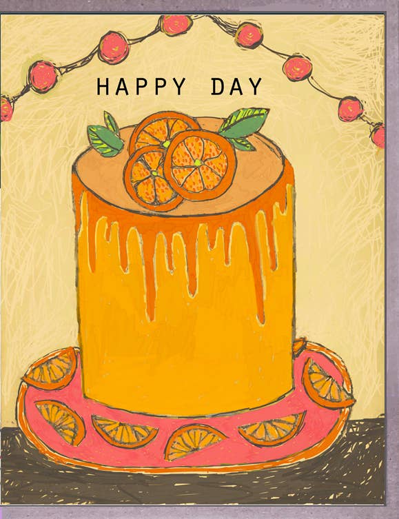 Orange Cake Happy Day Greeting Card