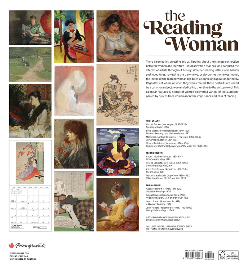 The Reading Woman 2025 Wall Calendar