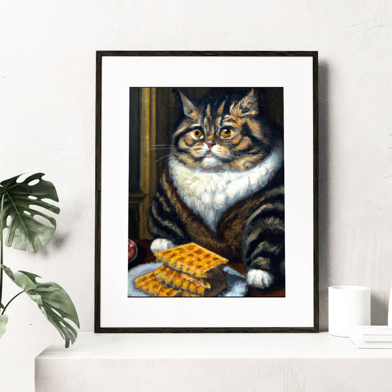 Waffle Cat Fancy Renaissance Portrait Art Print