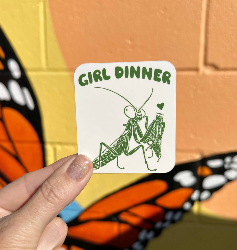 Girl Dinner Praying Mantis Sticker
