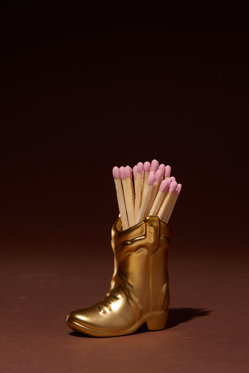Gold Metallic Cowboy Boot Match Holder