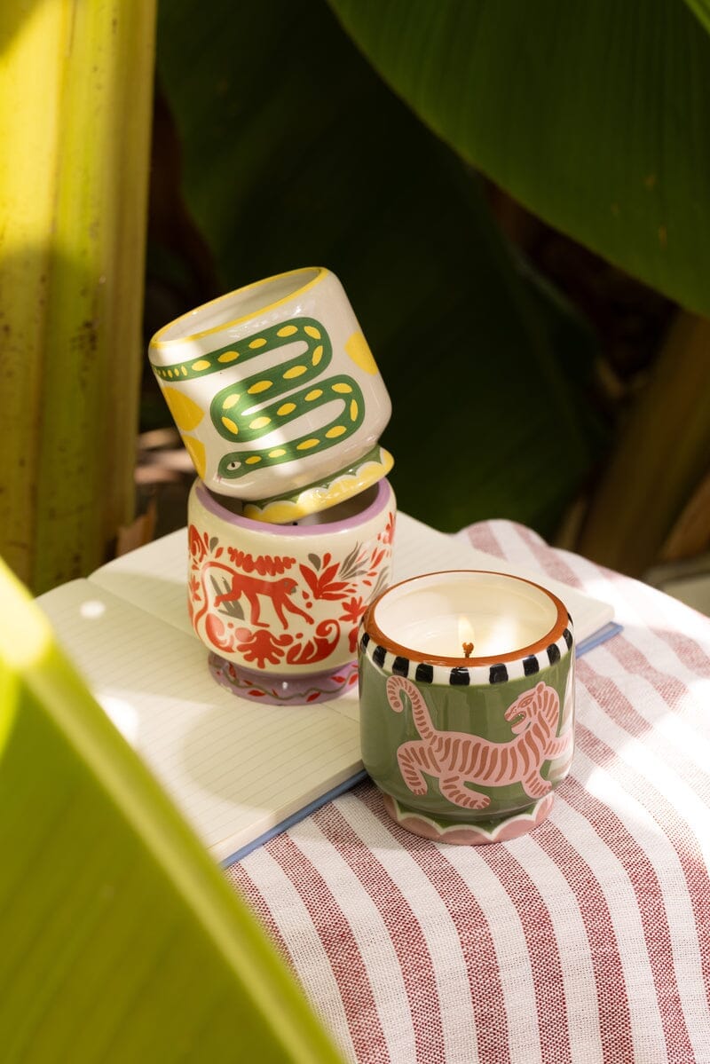 A Dopo 8oz Handpainted Ceramic Candle