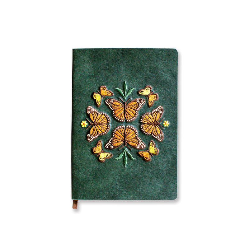 Butterfly Dance Embroidered Vegan Leather Journal