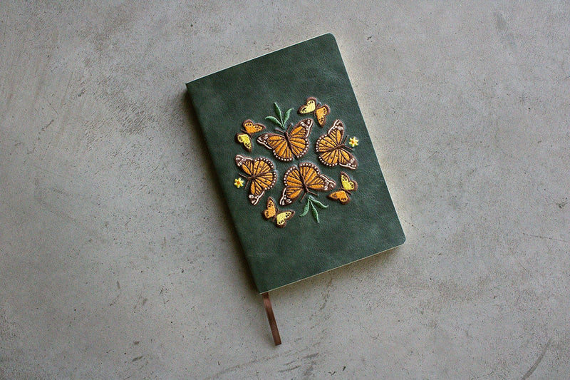 Butterfly Dance Embroidered Vegan Leather Journal