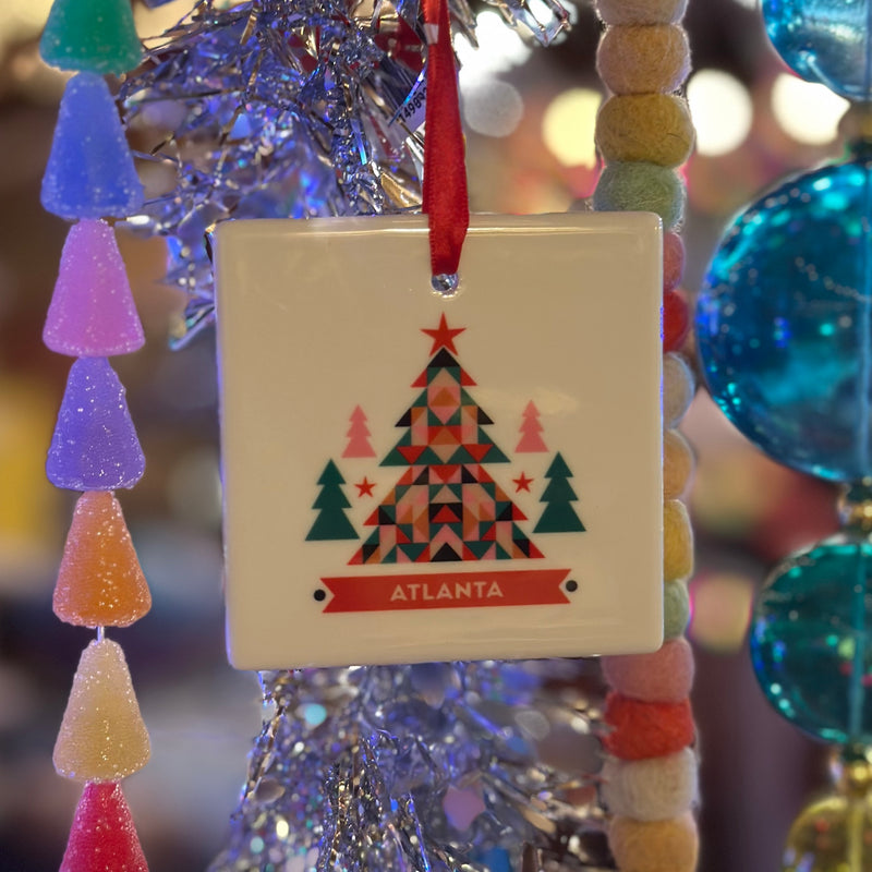 Atlanta Geometric Tree Ceramic Holiday Ornament