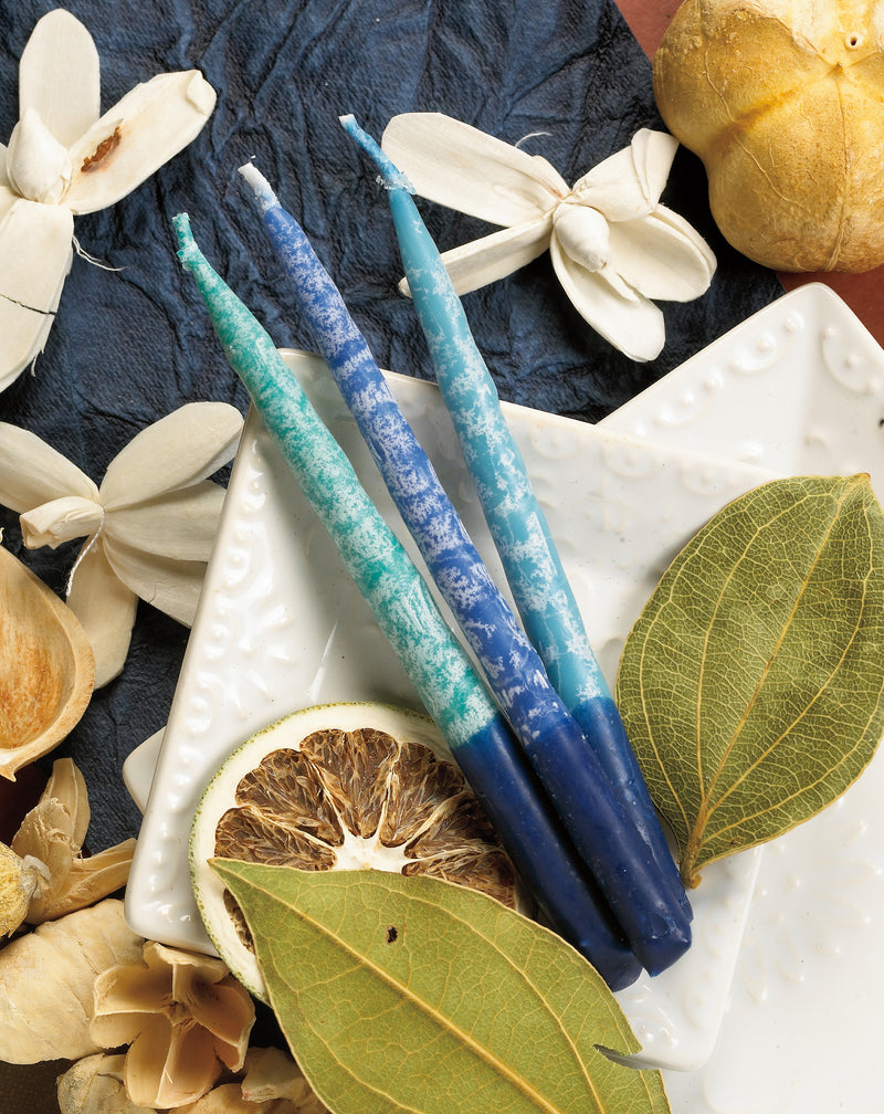 Frosted Shades of Blue Hanukkah Candles