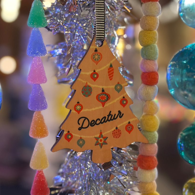 Pink Tree Decatur Wood Die-Cut Ornament