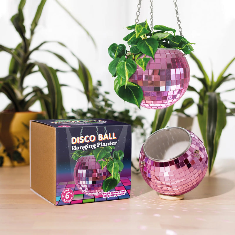 Hanging Disco Planter - 6in Pink