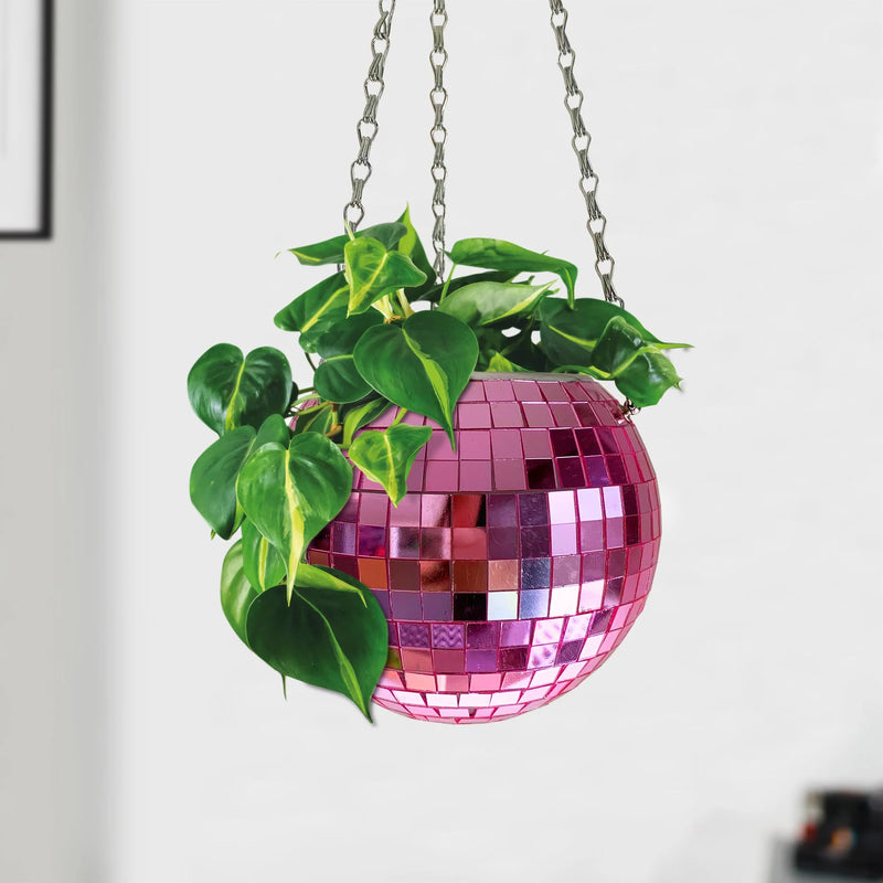 Hanging Disco Planter - 6in Pink