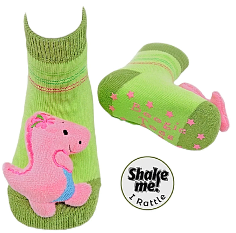 Pink T-Rex Boogie Toes Rattle Socks