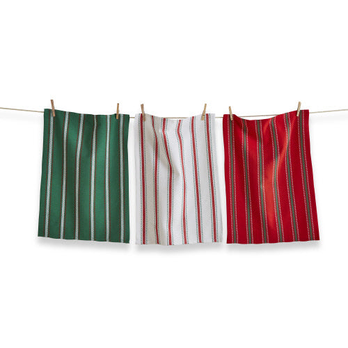 Farmhouse Dobby Stripe Dishtowel Set Of 3