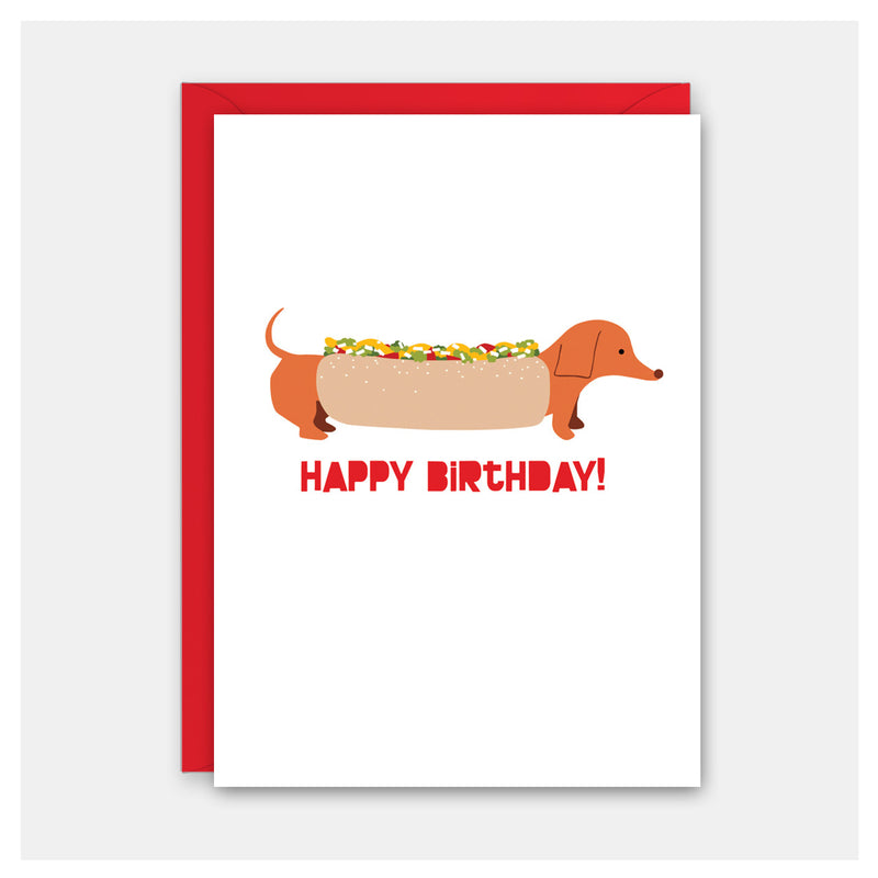 Hot Dog Doxie Birthday Card