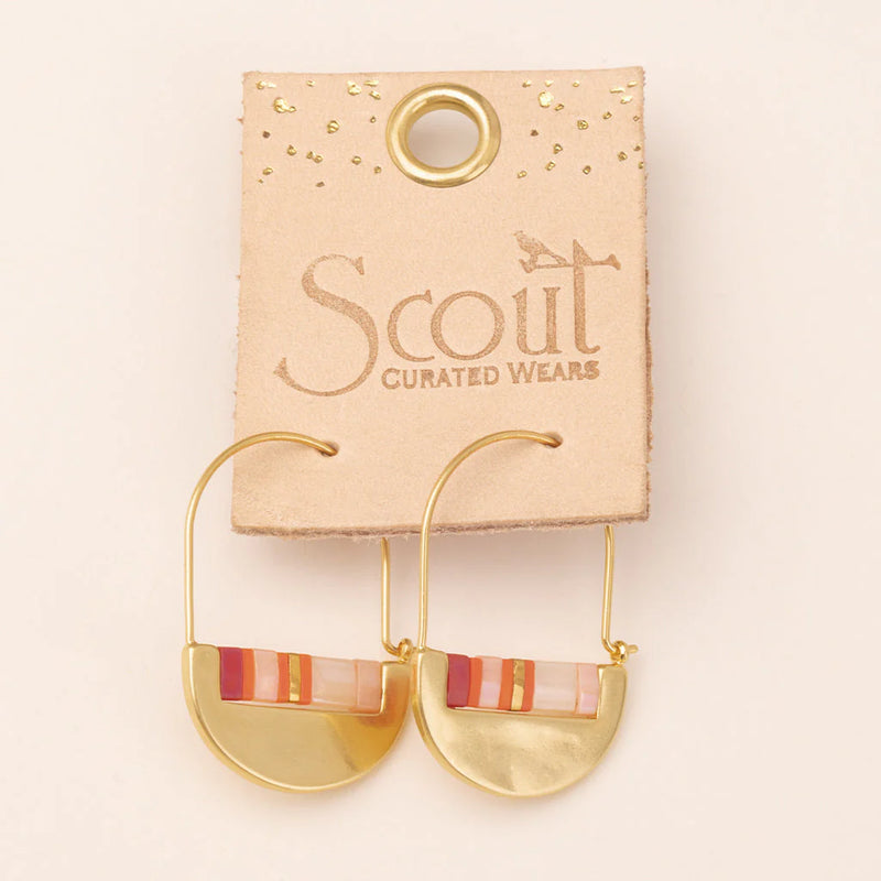 Good Karma Miyuki Crescent Hoop Earrings - Pink/Multi/Gold