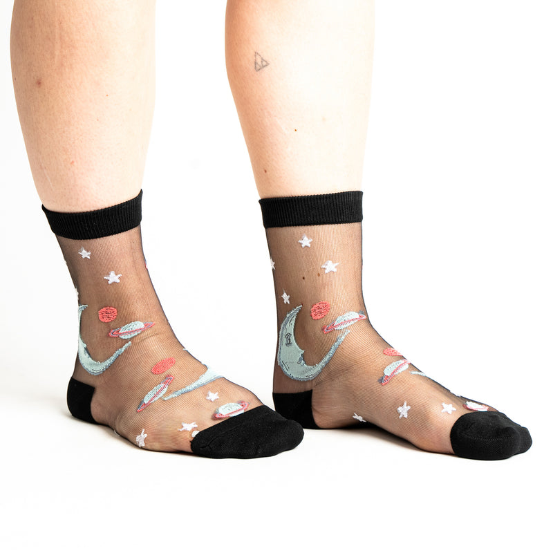 Once in a Blue Moon Sheer Crew Socks