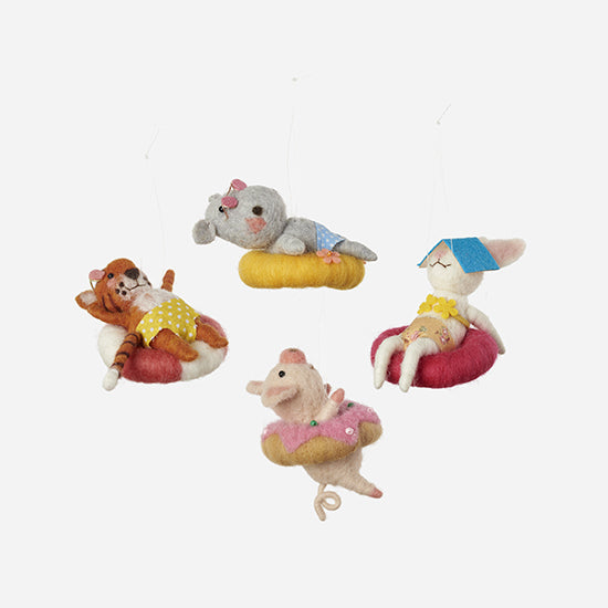 River Tubing Felt Animal Ornament (Assorted)