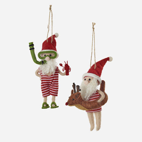 Swimming Santa Felt Ornament (Assorted)