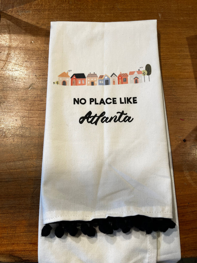No Place Like Atlanta Black Pom Tea Towel