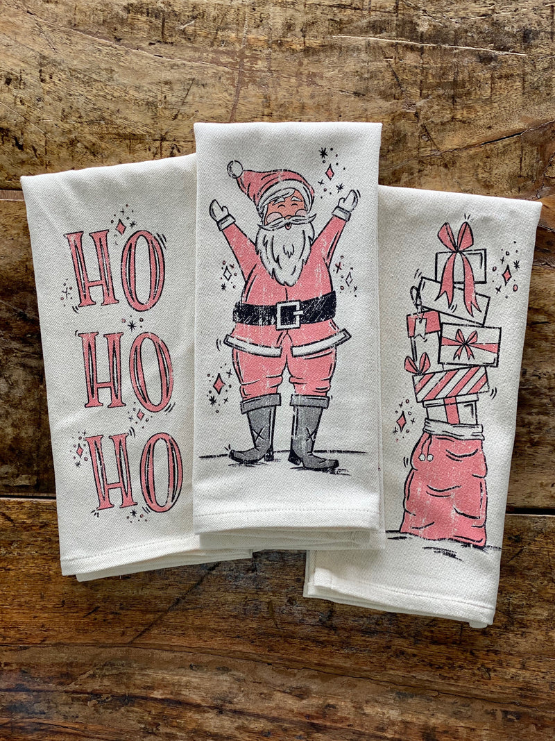 Santa & Presents Blush Kitchen Towel