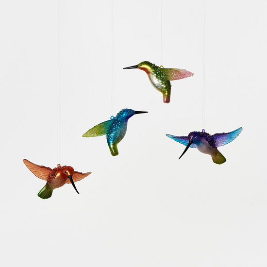 Hummingbird Glass Ornament (Assorted)