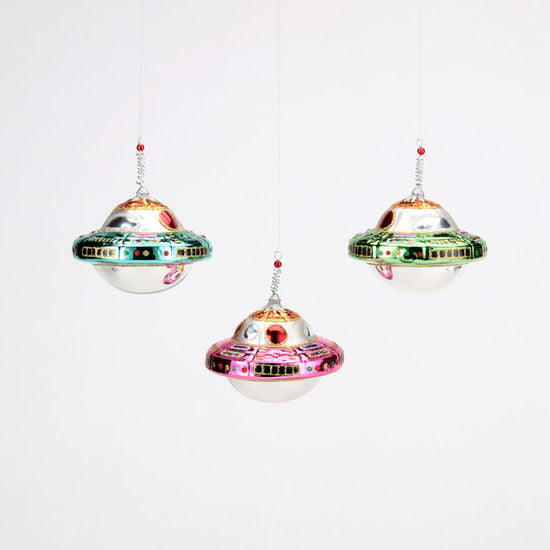 UFO Glass Ornament (Assorted)