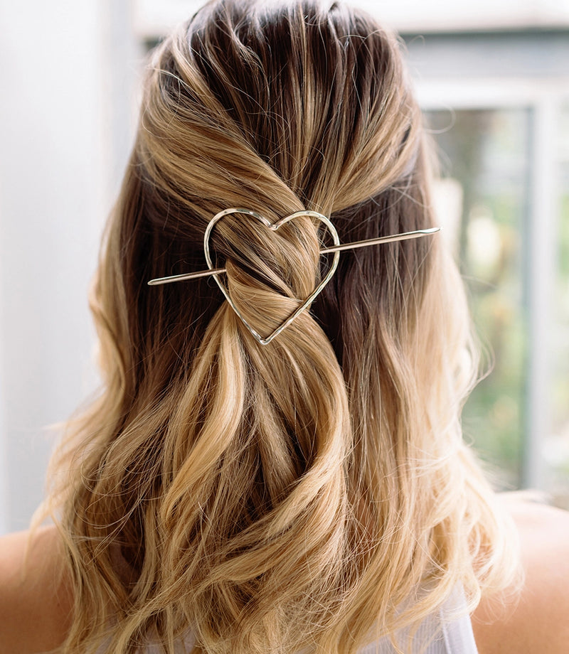 Alaya Heart Hair Pin in Silver
