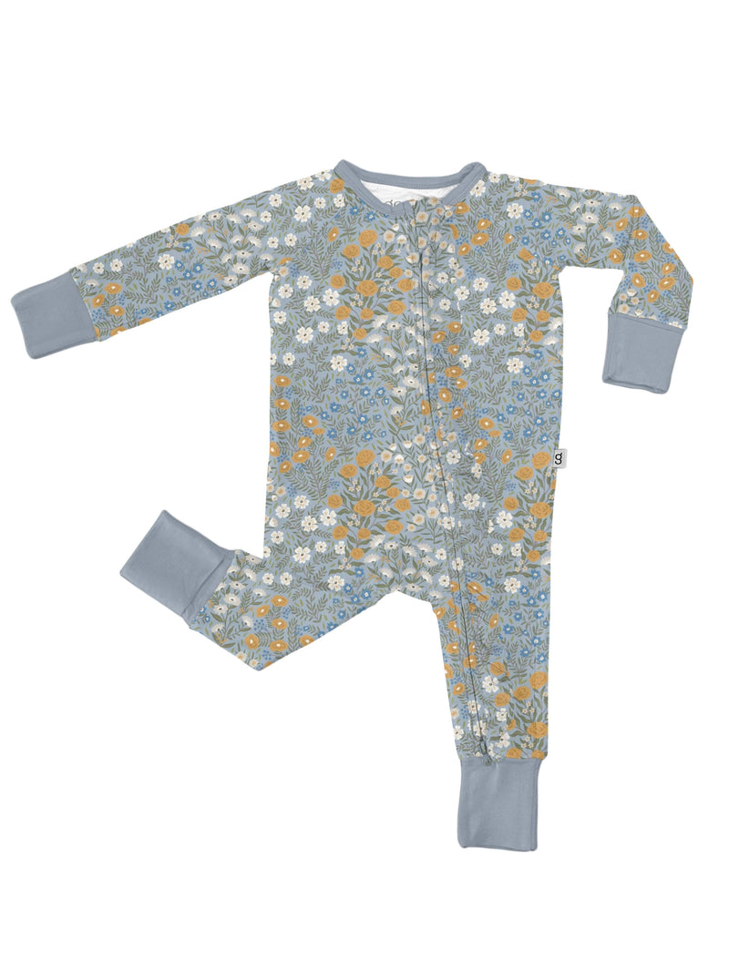 Blue Meadow Long Sleeved Zip Pajamas