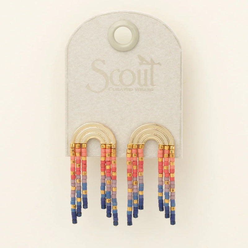 Chromacolor Miyuki Rainbow Fringe Earrings - Multi/Gold