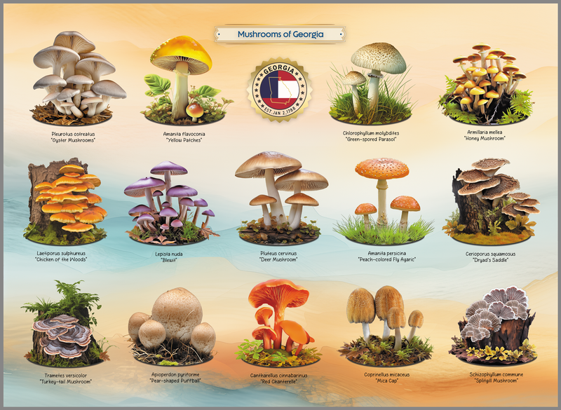 Mushrooms of Georgia 1000 Piece Puzzle