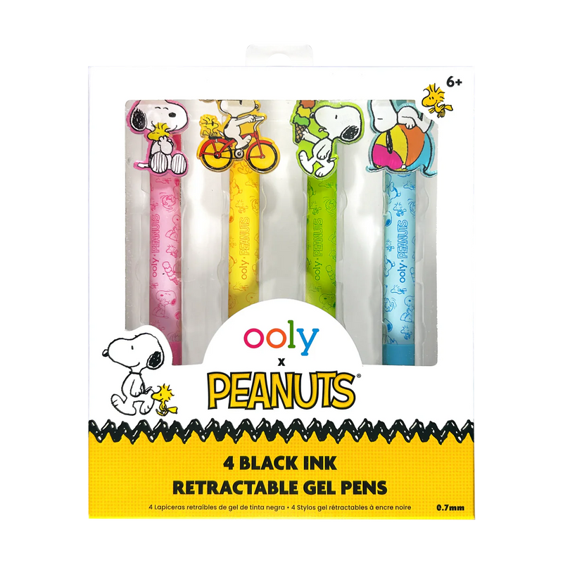 OOLY x Peanuts: Black Ink Retractable Gel Pens - Set of 4
