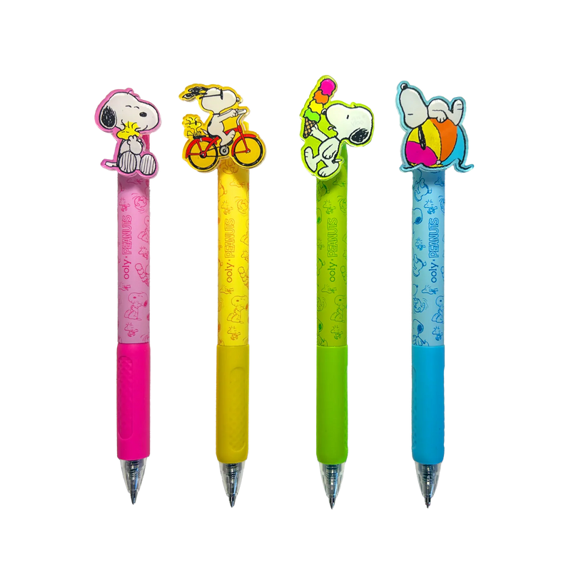 OOLY x Peanuts: Black Ink Retractable Gel Pens - Set of 4
