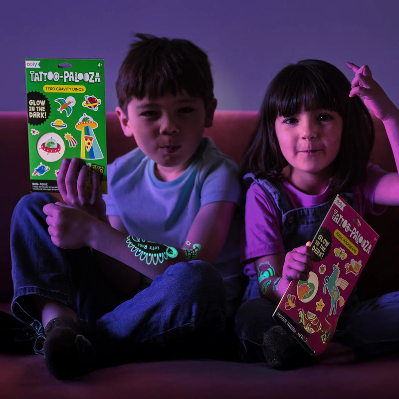 Tattoo-Palooza Glow in the Dark Temporary Tattoos - Zero Gravity Dinos