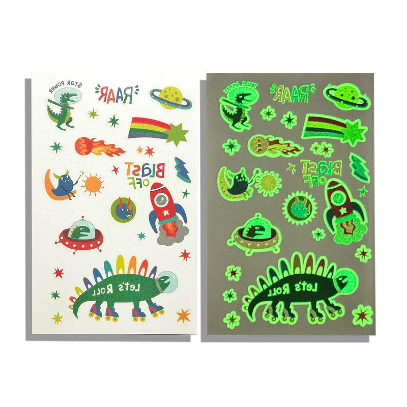 Tattoo-Palooza Glow in the Dark Temporary Tattoos - Zero Gravity Dinos