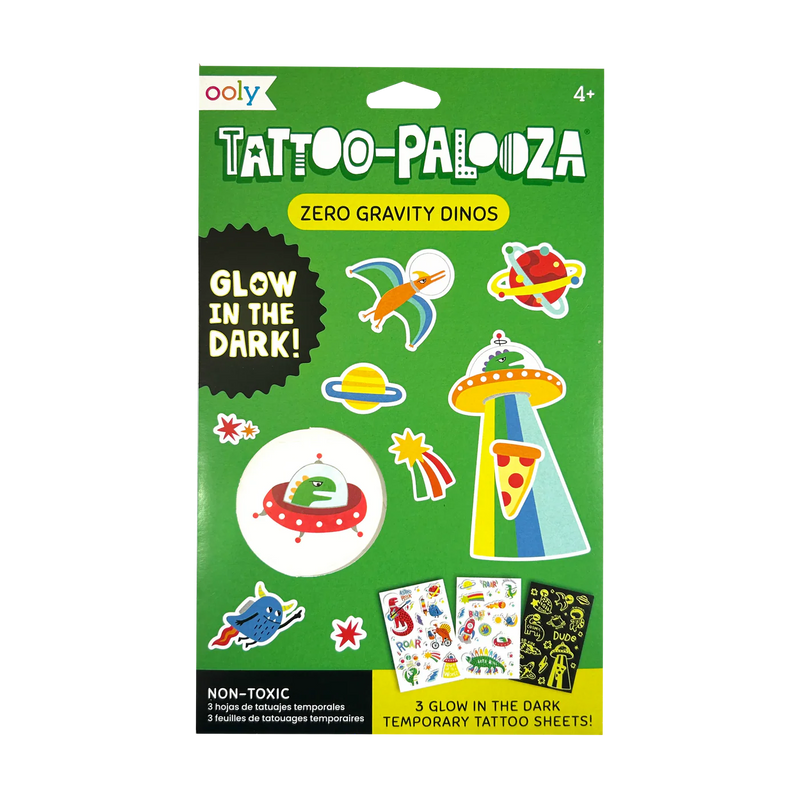 Tattoo-Palooza Glow in the Dark Temporary Tattoos - Zero Gravity Dinos