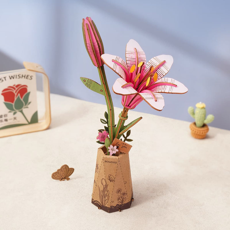 Pink Lily DIY Wooden Flowers