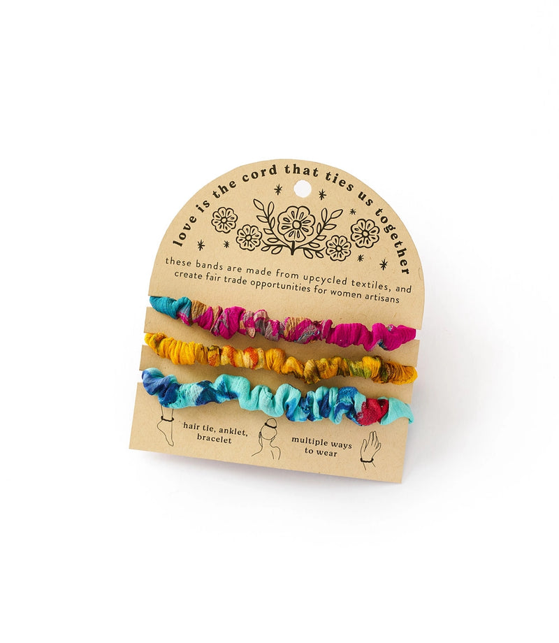 Priya Upcycled Sari Scrunchie Bracelets (Set of 3)