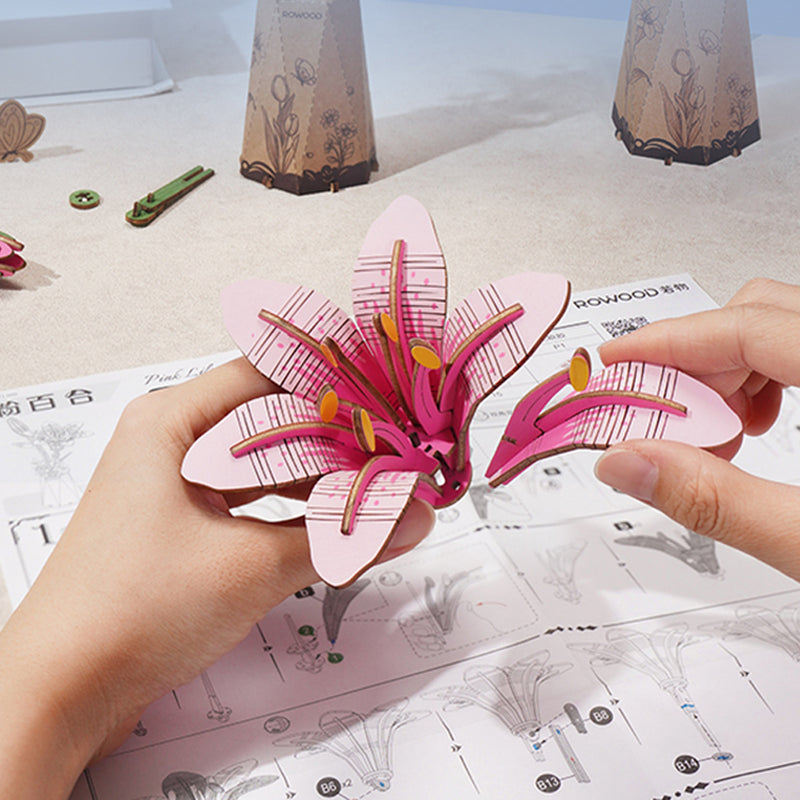 Pink Lily DIY Wooden Flowers