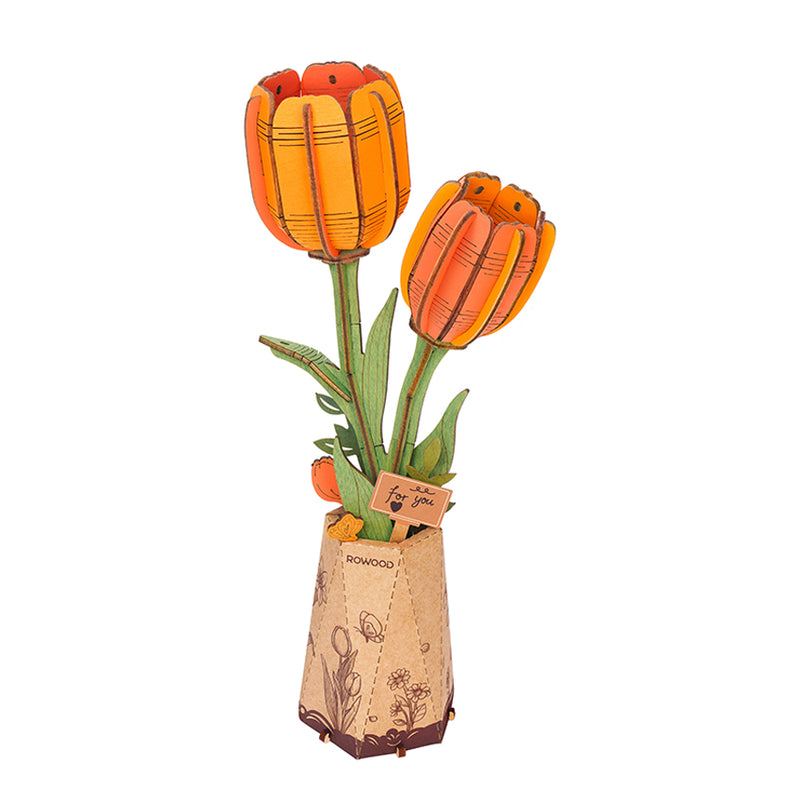 Orange Tulip DIY Wooden Flowers