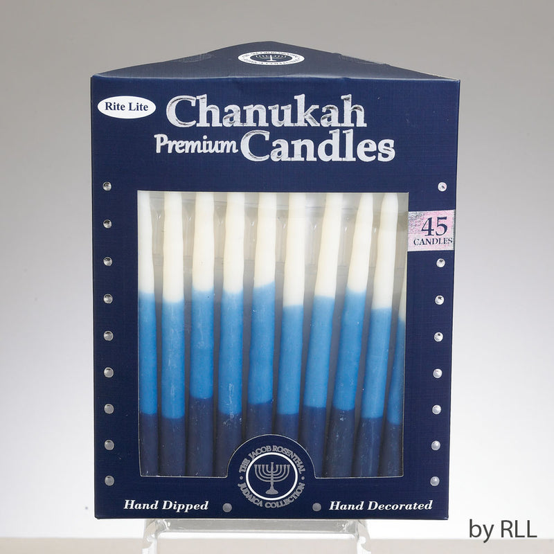 Premium Tri-Color Hanukkah Candles - Blue