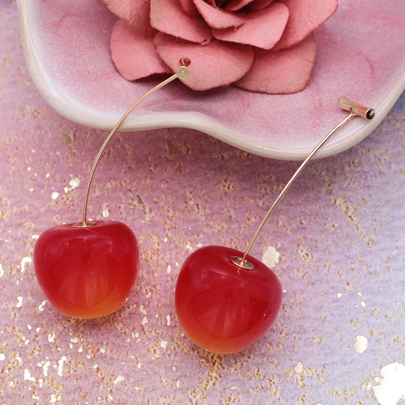 Red Cherry Drop Earrings