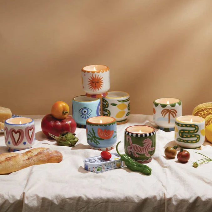 A Dopo 8oz Handpainted Ceramic Candle