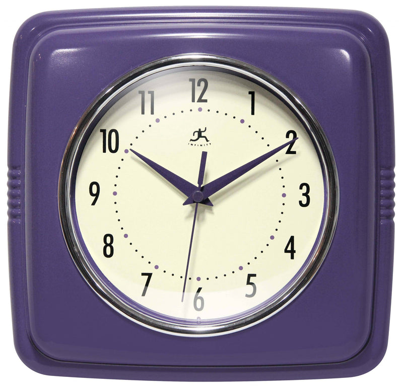 Retro Square Wall Clock Purple