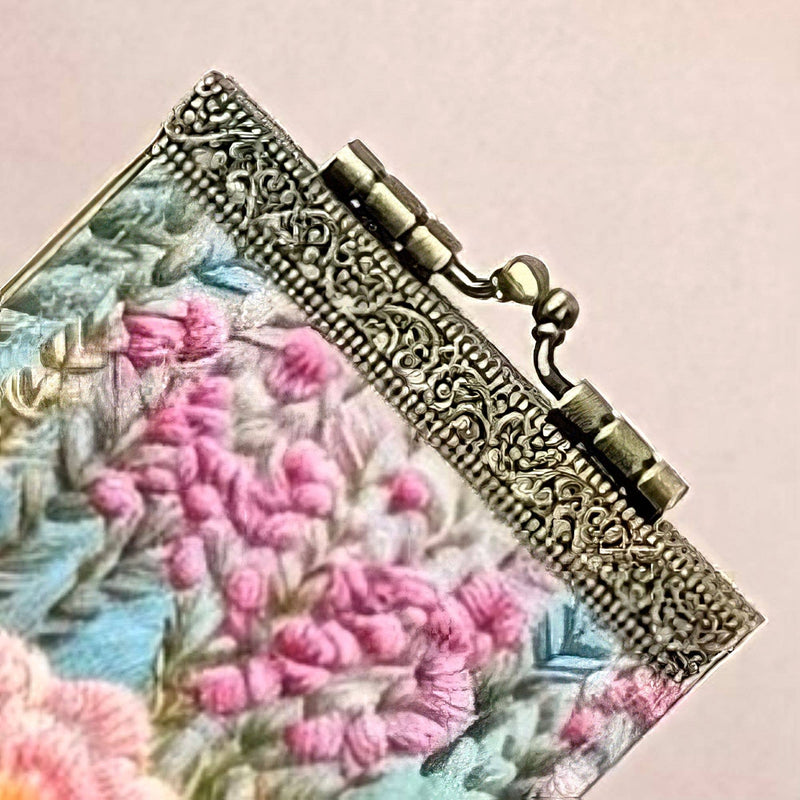 Digital Embroidery Floral Print RFID Card Holder