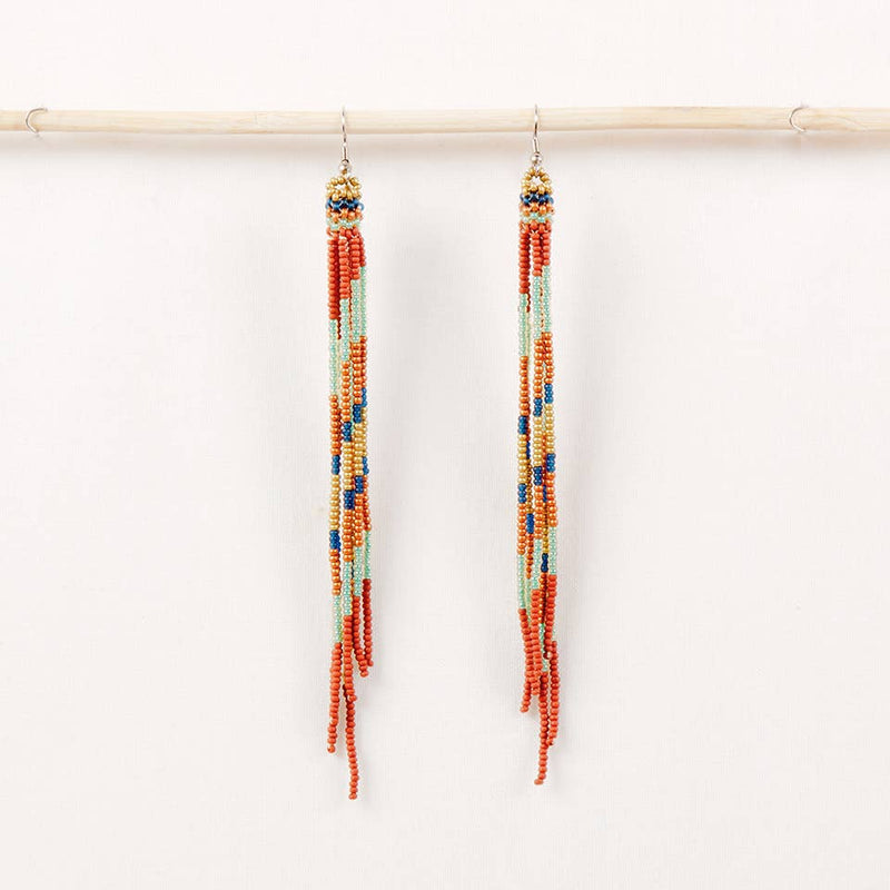 Beaded Fringe Duster Earrings - Multi