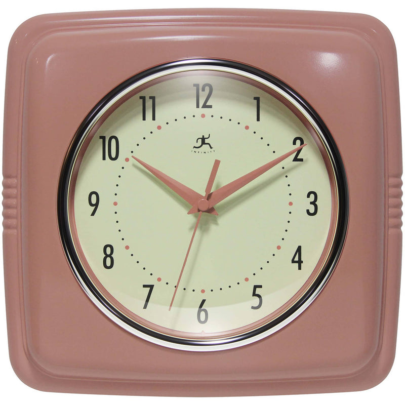 Retro Square Wall Clock in Terracotta