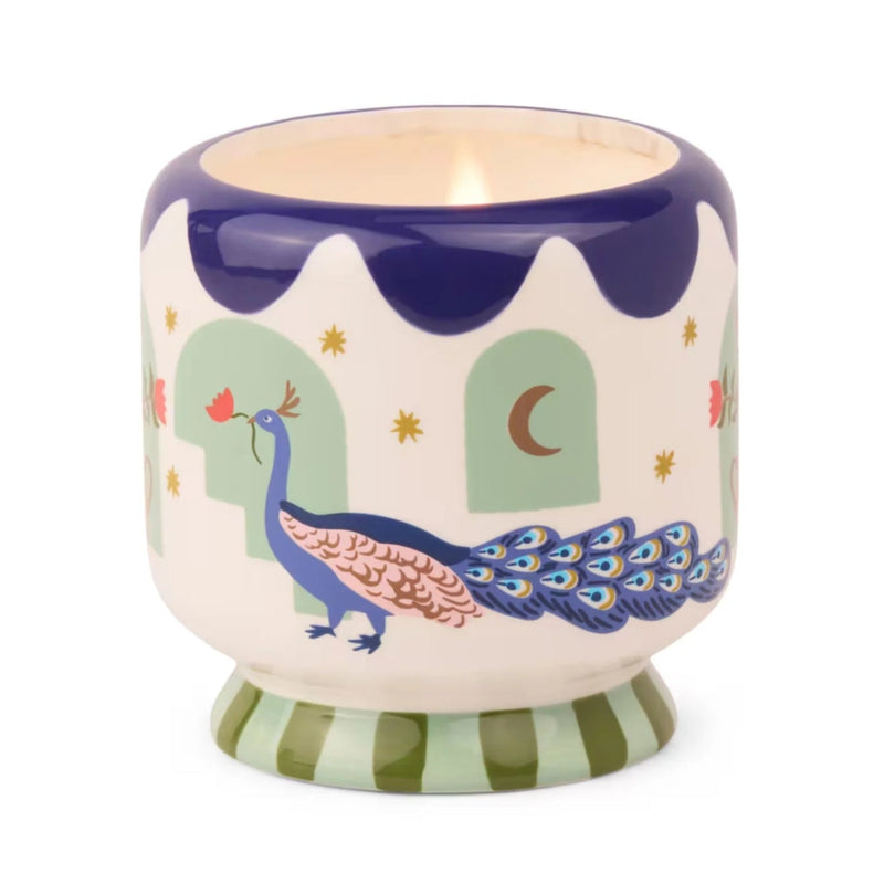 A Dopo 8oz Handpainted Ceramic Candle w/ Dustcover