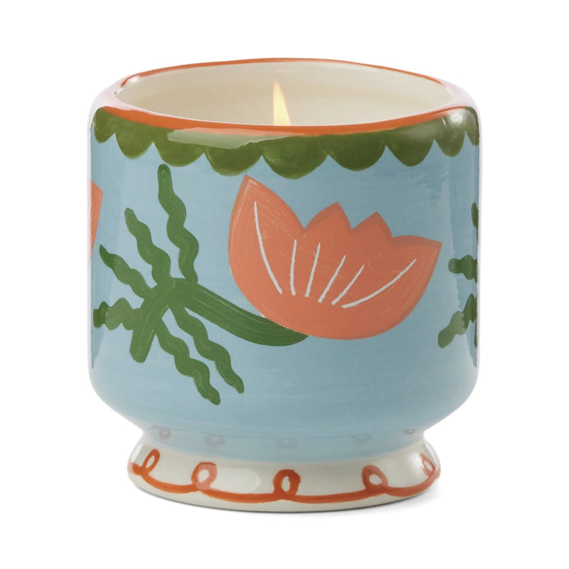 A Dopo 8oz Handpainted Ceramic Candle w/ Dustcover