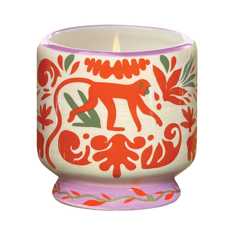 A Dopo 8oz Handpainted Ceramic Candle w/ Dustcover