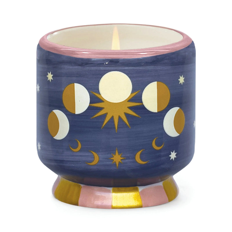 A Dopo 8oz Handpainted Ceramic Candle w/ Dustcover