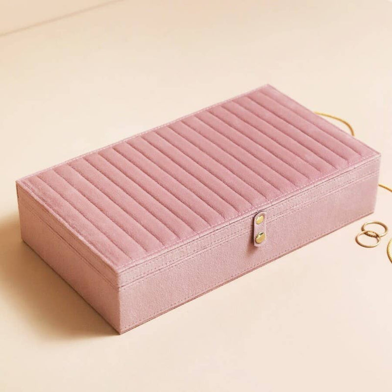 Quilted Velvet Large Jewelry Box in Pink